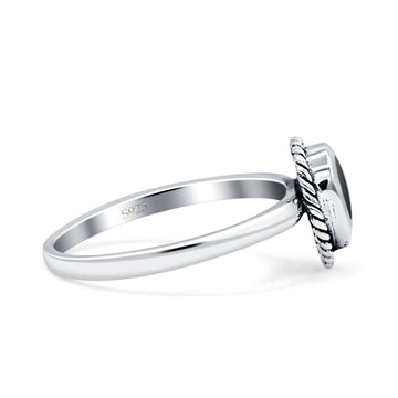 Rope Pear Design Thumb Ring Statement Fashion Simulated Black Onyx Solid 925 Sterling Silver